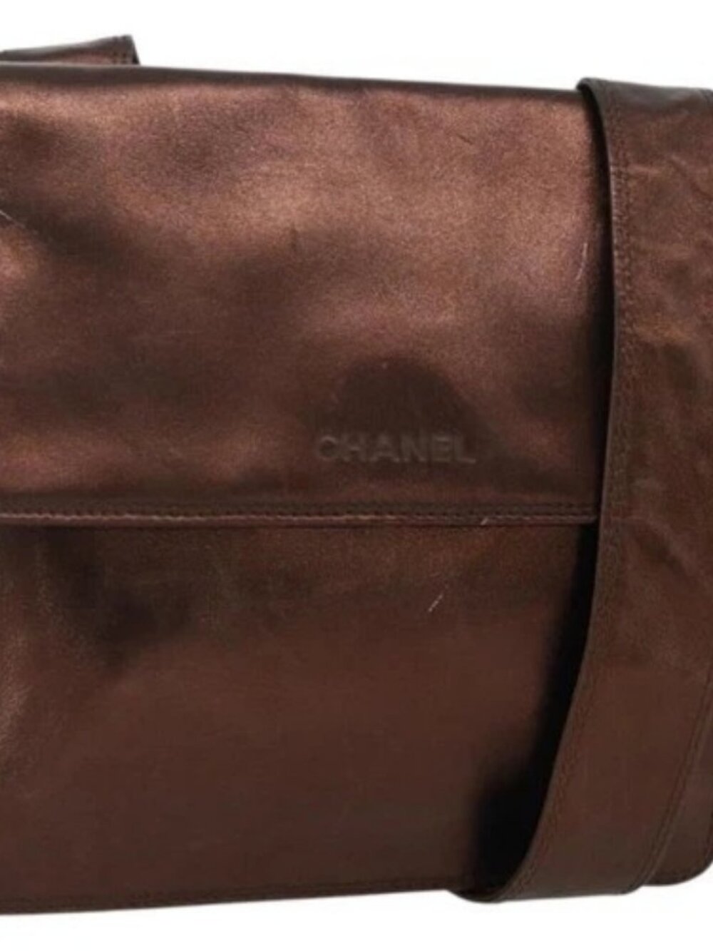 CHANEL Shoulder Bag Leather Brown CC Auth BA11861A